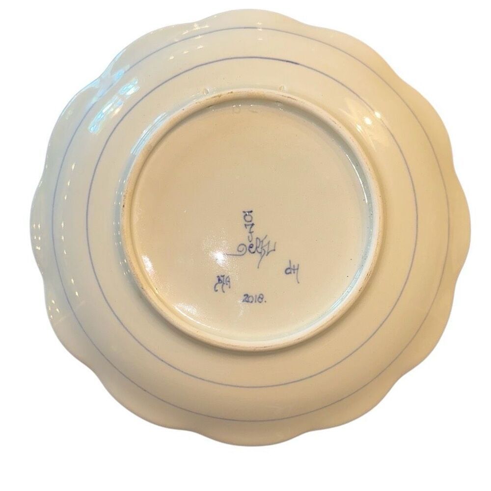 645 by Royal Delft Wall plate made by Porceleyne Fles scalloped blue and white d - Picture 2 of 7